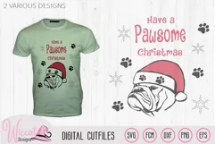 Christmas Bulldog svg, Pawsome santa dog cut file Product Image 1