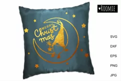 Merry Christmas card svg, Gnome on the moon, clipart vector Product Image 2