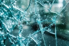 Detailed macro photo of broken glass, showcasing intricate c Product Image 1