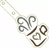 ITH Artful Tea Vinyl Key Fob or Bag Tag - Snap Tab Machine Embroidery Product Image 2