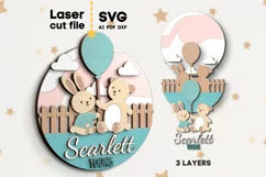 Bear & Hare Baby Name Sign SVG laser cut files for Glowforge Product Image 2