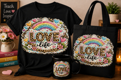 Love Life PNG | Leopard Rainbow Sublimation Design Product Image 1