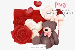 Valentine&#039;s Day clipart, Teddy Bear with love letter Product Image 1