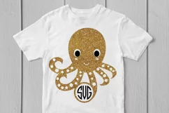 Cute Octopus - Animal SVG EPS DXF PNG Monogram Cutting Files Product Image 3