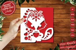 Papercut Baby Fox with Flowers and Hearts card cover Product Image 5