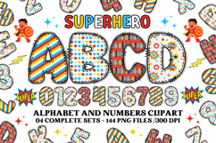 Superhero Alphabet png clipart, superhero letters doodle Product Image 1