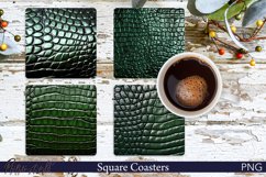 Leather Square Coasters | Green Designs PNG Product Image 1