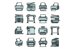Printer icons set, outline style Product Image 1