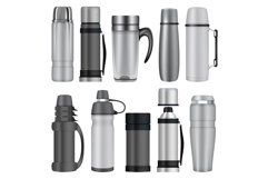 Thermos mockup set, realistic style Product Image 1
