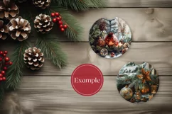 Christmas Car Coasters Mock Up PNG, Wooden Table Flat Lay Product Image 2