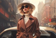 Dynamic Young stylish actress street city. Generate Ai Product Image 1