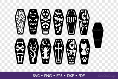 12 Two Layered Halloween Coffin Shaped Bookmarks SVG Bundle Product Image 2