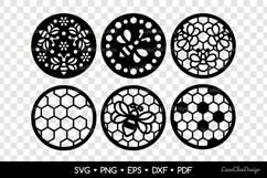 Decorative Round Coasters with Bee and Honeycomb SVG Bundle Product Image 2