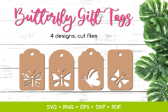 4 Butterfly Gift Tags SVG Cut Files, Papercut Tags Template Product Image 1