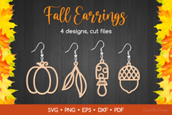 4 Autumn Earrings SVG Cut Files, Fall Pendant Template Product Image 1