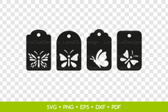 4 Butterfly Gift Tags SVG Cut Files, Papercut Tags Template Product Image 2