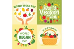 Vegan day banner set, flat style Product Image 1