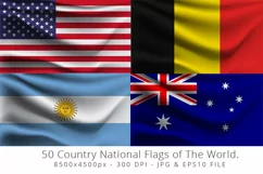 Realistic waving 50 Country National Flags of The World. Product Image 2