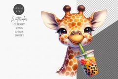 Baby giraffe clipart, Boba tea clipart Product Image 1