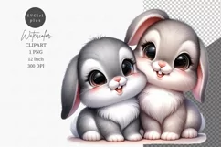 Two bunnies clipart, Love clipart, Valentine's Day Product Image 1