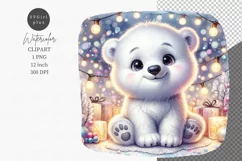 Polar bear clipart, Christmas clipart, Winter clipart Product Image 1