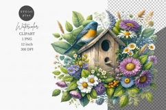 Birdhouse clipart, Spring clipart, Bird clipart Product Image 1