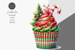Christmas muffin clipart, Christmas clipart, Watercolor Product Image 1