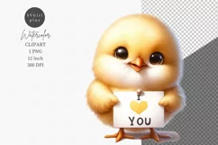 Chick clipart, I love you sign, Easter clipart, Spring Product Image 1