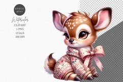 Baby deer clipart, Watercolor clipart, Woodland animals Product Image 1