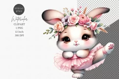 Bunny ballerina clipart, Watercolor clipart Product Image 1