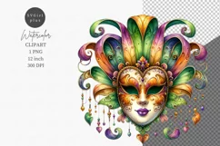 Mardi Gras mask clipart, Watercolor clipart Product Image 1
