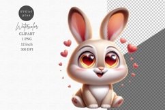 Bunny clipart, Hearts clipart, Valentines Day Product Image 1