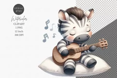 Zebra playing guitar clipart, Nursery clipart, Kids clipart Product Image 1