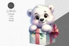 Polar bear clipart, Animals clipart, Watercolor clipart Product Image 1
