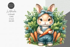 Farmer bunny clipart, Bunny clipart, Watercolor Product Image 1