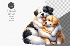 Valentines Day, Two dogs cuddling, In love clipart Product Image 1
