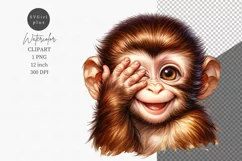 Baby monkey clipart, Safari animals clipart, Product Image 1