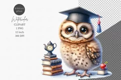 Owl teacher clipart, Teacher clipart, Watercolor clipart Product Image 1