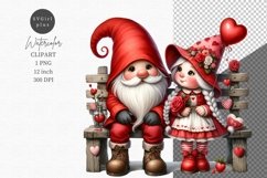 Valentines day clipart, Gnome couple clipart Product Image 1