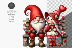 Valentines day clipart, Gnome couple clipart Product Image 1