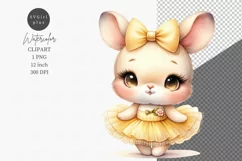 Bunny ballerina clipart, Watercolor clipart Product Image 1