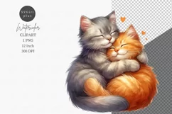 Valentines Day, Two cats cuddling, In love clipart Product Image 1