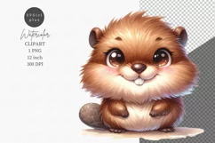 Baby beaver clipart, Watercolor clipart, Animals clipart Product Image 1