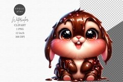 Chocolate bunny clipart, Valentines Day, Love clipart Product Image 1