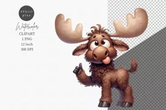 Funny moose clipart, Woodland animals clipart Product Image 1
