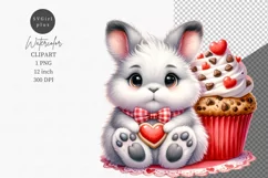 Valentines Day clipart, Bunny clipart, Cupcake clipart Product Image 1