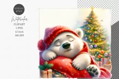 Polar bear clipart, Christmas clipart, Winter clipart Product Image 1