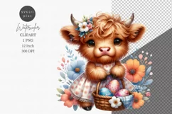 Easter clipart, Highland calf clipart, Cow clipart Product Image 1