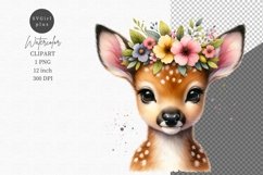 Baby deer clipart, Watercolor clipart, Woodland animals Product Image 1