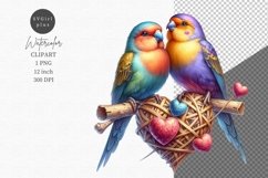 Lovebirds clipart, Valentine&#039;s Day, Heart clipart Product Image 1